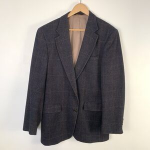 VTG Andhurst Plaid Tweed Sports Coat Blazer Mens 42R ? Gray Blue Wool FLAWED